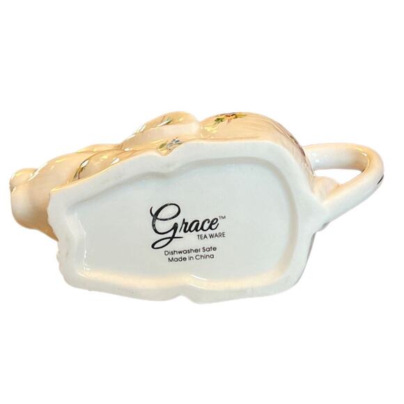 Grace Tea Ware Bunny Rabbit Creamer Flowers with Gold Accents 5” Wide X 3” Tall - Picture 4 of 7